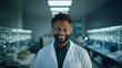 Biologist's genuine passion infectious smile well-equipped laboratory background