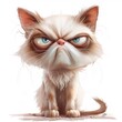 a drawing of a disgruntled and grumpy cat, a funny portrait of a pet. colorful illustration.