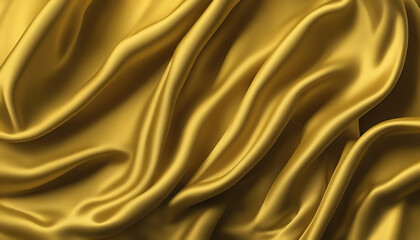 Canvas Print - Fabric texture. Lustrous yellow silk. Folds of silk cloth. AI generated