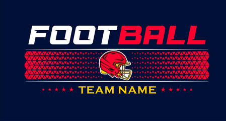 American football team fan vector clipart. Banner, card, flyer, t shirt print design. 
Isolated on dark blue background. 
