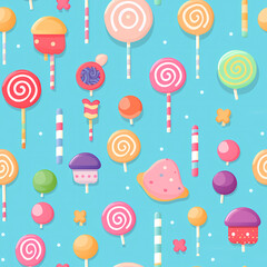 Poster - cute candy, seamless pattern