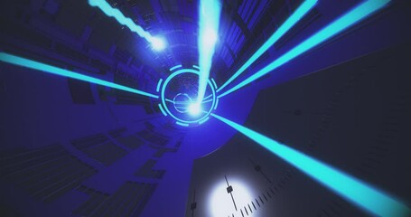 Flying through a tunnel. The concept of the technology of the future. The Internet. Optics. Looped video. 3D rendering