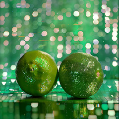 Alush green background with two disco limes in the st