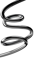 Wall Mural - Metallic squiggle line 3D design element, chrome metal wavy line