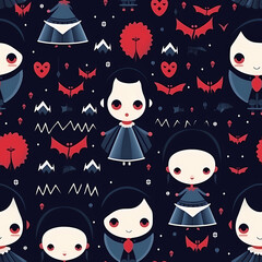 Poster - cute vampire, seamless pattern