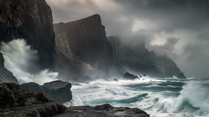 Wall Mural - Stormy ocean off the coast.