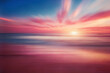 Abstract pink sunset sky and ocean nature background with blurred panning motion