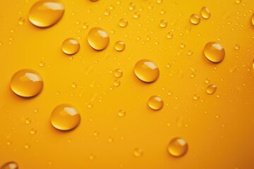 Poster - Close up of water droplets on a yellow surface, suitable for backgrounds