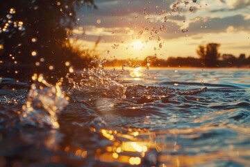 Poster - Beautiful sunset over a calm body of water. Ideal for nature and landscape backgrounds