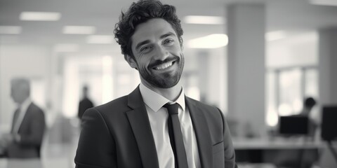 Poster - A man in a suit and tie smiling at the camera. Suitable for business concepts
