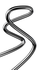 Fototapete - Wavy squiggle line shape isolated. Futuristic metal curve design element 3d rendering
