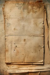 Poster - A stack of old papers on a rustic wooden table. Perfect for vintage or educational concepts