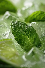 Poster - Close up of ice and lime slices, perfect for summer drink concepts