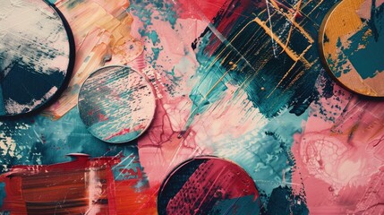 Poster - Close up view of a vibrant abstract painting, perfect for artistic projects