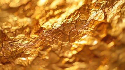 Aufkleber - Detailed close up of a shiny gold foil texture, perfect for backgrounds and designs