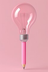 Aufkleber - A unique pink pencil shaped like a light bulb. Great for creative and educational concepts