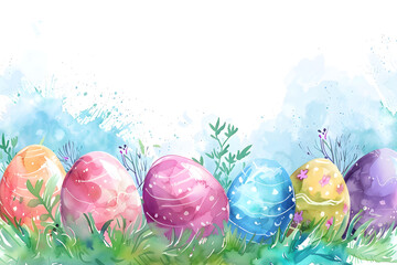 Wall Mural - Easter eggs frame background in watercolor style.