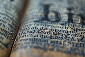 Poster - Detailed close up of an old book with writing, suitable for educational and historical projects