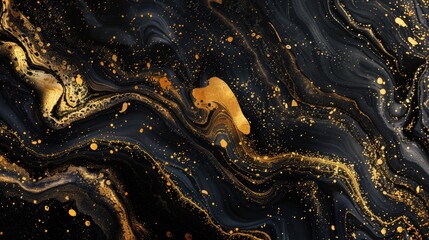 Poster - Close up of a luxurious black and gold marble surface. Suitable for interior design projects