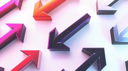 Aufkleber - Various colored arrows on a white background. Suitable for business presentations