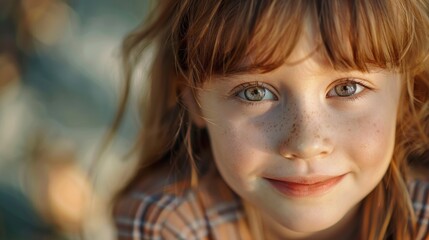 Poster - Close up of a child with freckles. Perfect for skincare or children's products