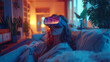 © silvia - Digital Retreat Woman Relaxing with VR at Home on Couch