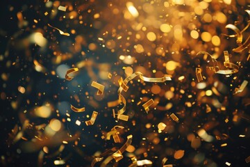 Aufkleber - Golden confetti on a dark backdrop, suitable for festive events