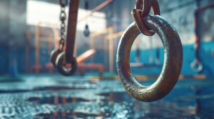 Aufkleber - Close up of a metal ring on a chain. Suitable for jewelry designs