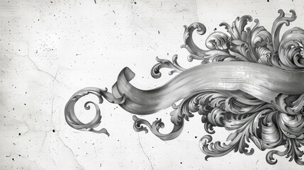 Poster - Classic black and white illustration of a scroll, suitable for various design projects