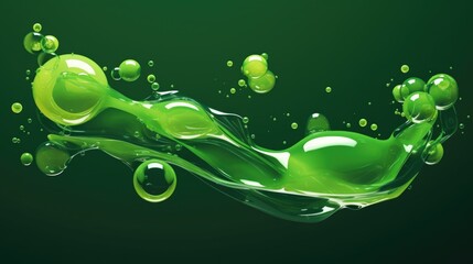 Poster - Close up of green liquid with bubbles. Great for science projects or laboratory concepts