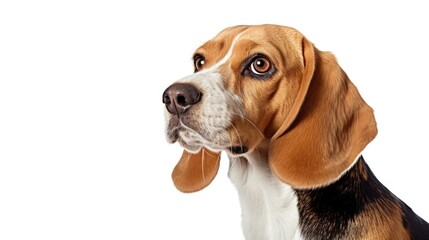 Poster - Close up of a dog's face on a white background, perfect for pet-related projects