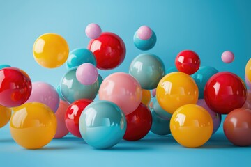Poster - Colorful balloons floating in the air, perfect for celebrations and events