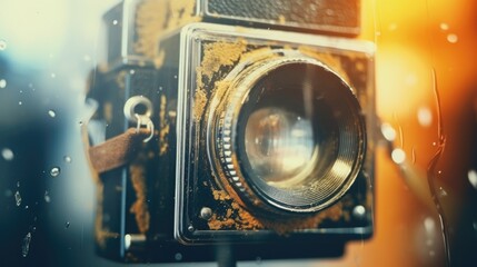 Poster - Detailed shot of a camera with blurred backdrop, ideal for technology concepts