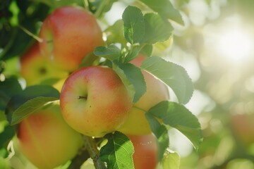 Poster - Close up of apples on a tree, perfect for food and agriculture concepts