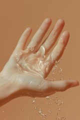 Poster - Person's hand covered in water, suitable for health or hygiene concepts