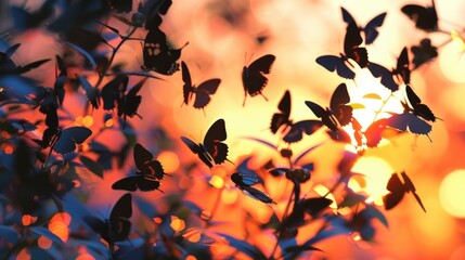 Poster - A group of butterflies flying in the air. Ideal for nature-themed designs