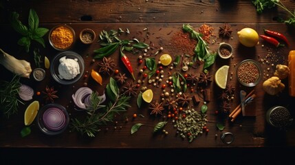 Aufkleber - A variety of food items displayed on a table. Perfect for food blogs or restaurant menus