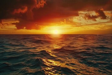 Poster - Beautiful sunset over the ocean, perfect for travel websites