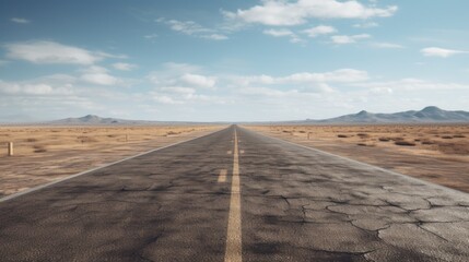 Aufkleber - A deserted road stretching through the desert. Suitable for travel and adventure concepts