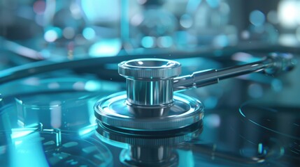 Poster - Medical stethoscope on transparent surface, suitable for healthcare concepts