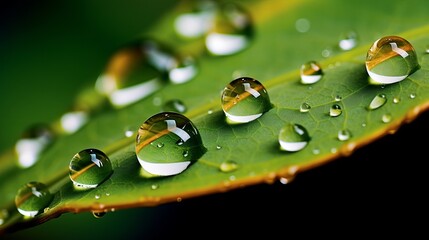 Wall Mural - Abstract macro photo of plant seeds with water drops. Big dandelion seed