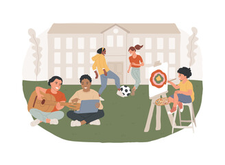 Poster - After school activities isolated concept vector illustration. Teens engagement, extracurricular activity, debate team, volunteer work, community service, student newspaper vector concept.