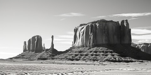 Poster - A stark black and white image of a desert landscape. Suitable for various design projects