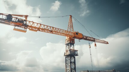 Poster - A crane standing in the middle of a construction site. Suitable for construction industry projects