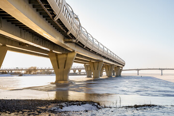 view from under the western high-speed diameter highway connecting the northern part of st. petersbu