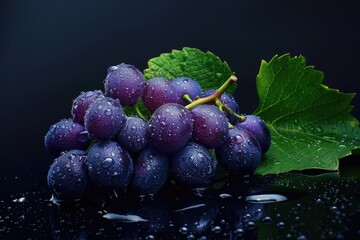 Poster - A bunch of grapes sitting on a table, perfect for food and agriculture concepts