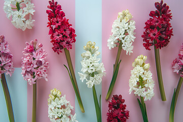 Wall Mural - white flowers on white pink background in the style o