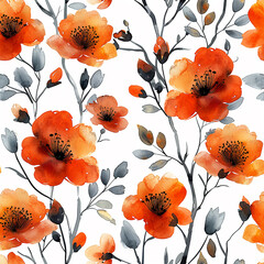 Wall Mural - Floral natural pattern flowers on a white background