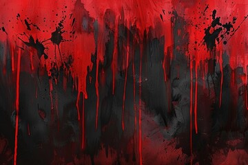 Fototapeta spooky black and red horror background with brush strokes