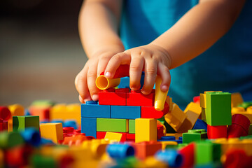 Canvas Print - Small children in kindergarten playroom having fun preschooler education concept Generative AI picture